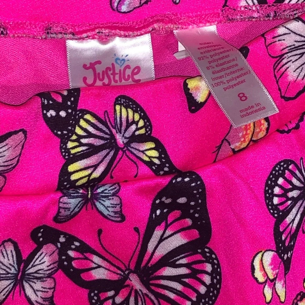Justice Girls Size 8 hot pink butterfly skirt